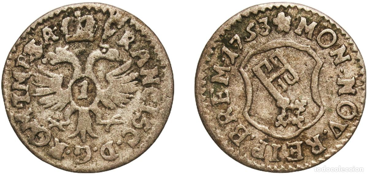 Monedas antiguas de Europa: Germany City of Bremen German states 1753 1 Groten Silver Bremen Mint (2588000) 0.6g VF KM 212 Sch
