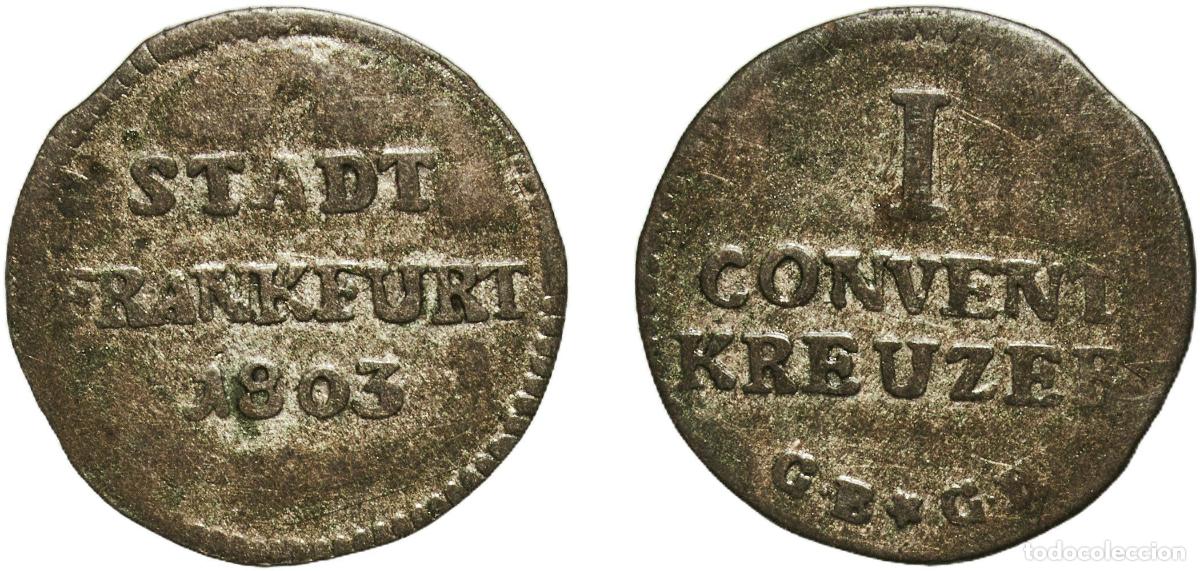 Monedas antiguas de Europa: Germany Free imperial city of Frankfurt German states 1803 1 Kreuzer (Konventionskreuzer) Billon Fr