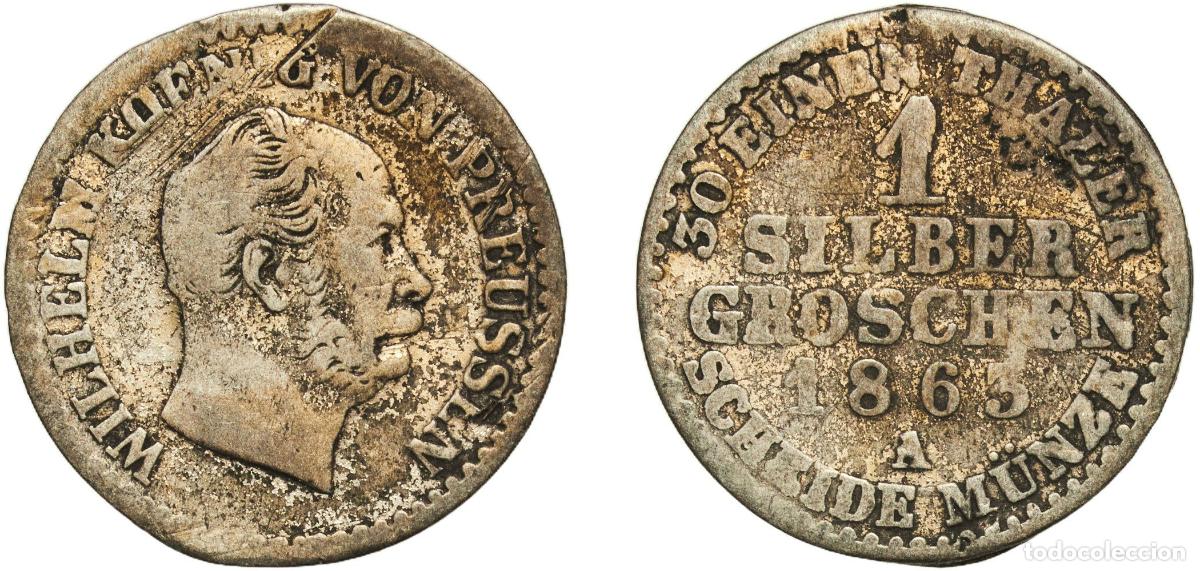 Monedas antiguas de Europa: Germany Kingdom of Prussia Kingdom of Prussia Second Empire 1863 A 1 Silbergroschen - William I Bil