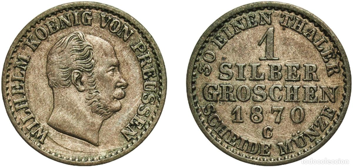 Monedas antiguas de Europa: Germany Kingdom of Prussia Kingdom of Prussia Second Empire 1870 C 1 Silbergroschen - William I Bil