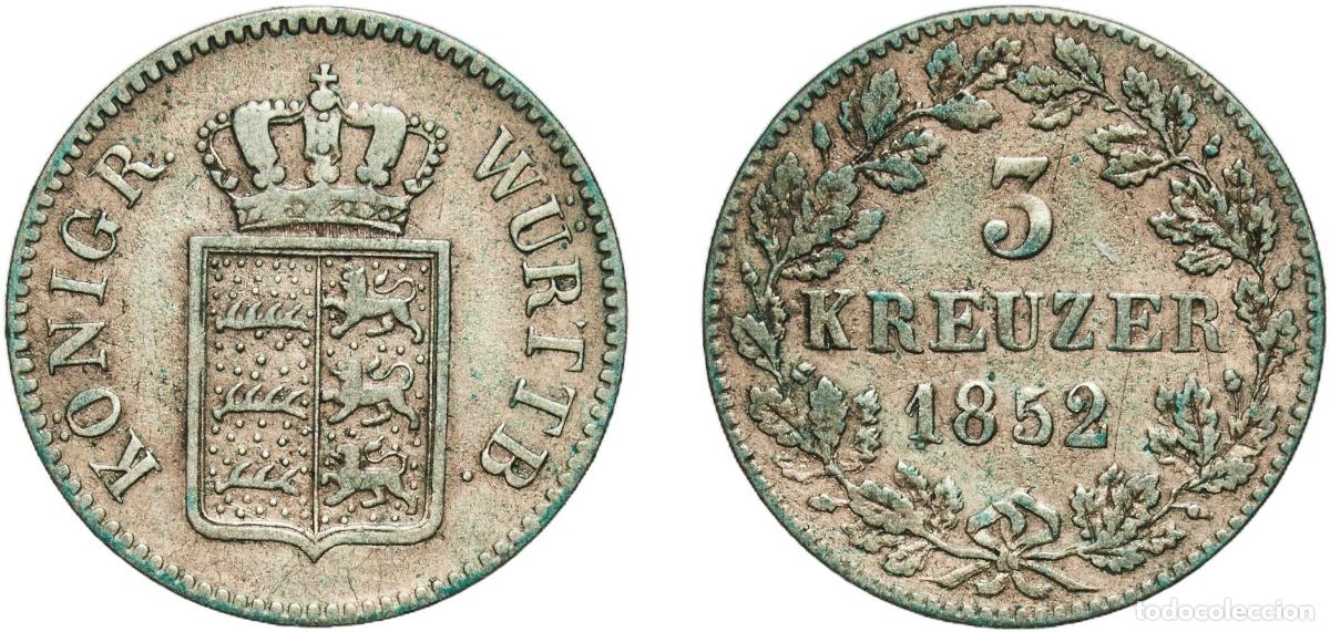 Monedas antiguas de Europa: Germany Grand Duchy of Baden German states 1852 3 Kreuzer - Leopold I Billon (.333 silver) Staatlic