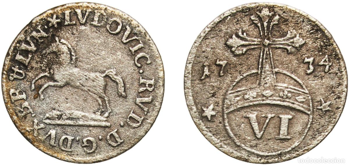 Monedas antiguas de Europa: Germany Principality of Brunswick-Wolfenb&uuml;ttel German states 1734 6 Pfennig - Louis Rudolph Silver