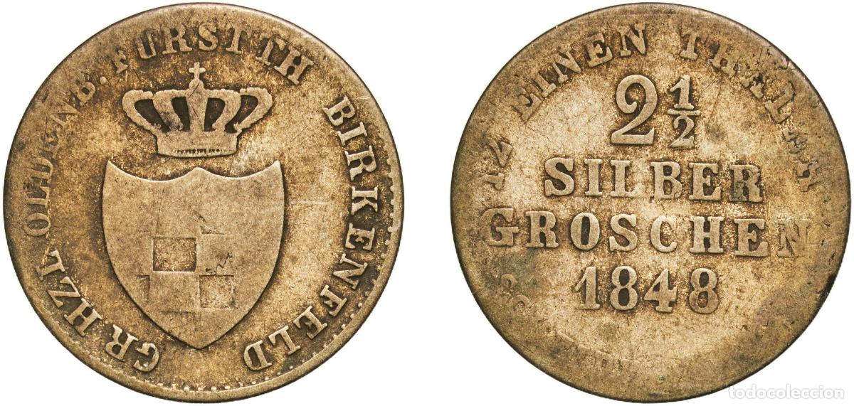Monedas antiguas de Europa: Germany Oldenburg-Birkenfeld, Principality of German states 1848 2&frac12; Silbergroschen - Paul Frederick