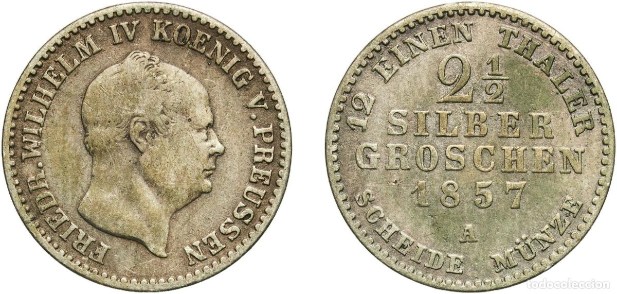 Monedas antiguas de Europa: Germany Kingdom of Prussia Kingdom of Prussia Second Empire 1857 A 2&frac12; Silbergroschen - Frederick Wi