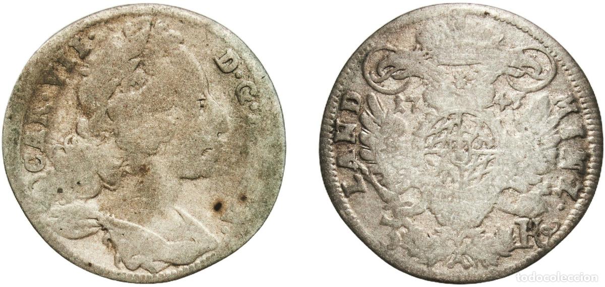 Monedas antiguas de Europa: Germany Electorate of Bavaria German states 1745 3 Kreuzers - Charles Albert Silver 1.25g F Hahn 2