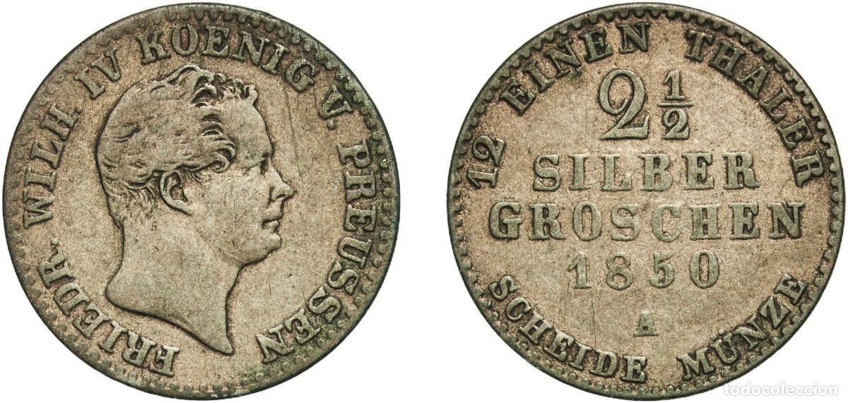 Monedas antiguas de Europa: Germany Kingdom of Prussia Kingdom of Prussia Second Empire 1850 A 2&frac12; Silbergroschen - Frederick Wi