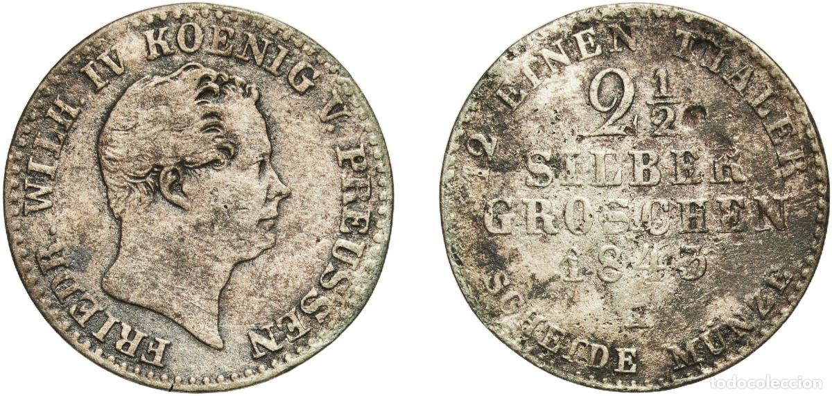 Monedas antiguas de Europa: Germany Kingdom of Prussia Kingdom of Prussia Second Empire 1843 A 2&frac12; Silbergroschen - Frederick Wi