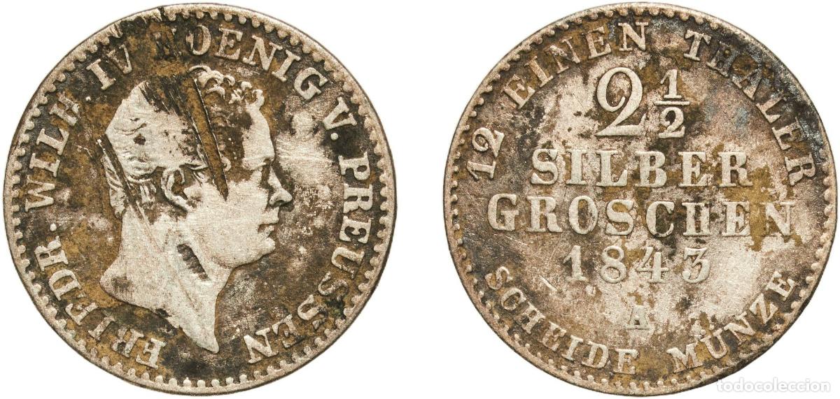 Monedas antiguas de Europa: Germany Kingdom of Prussia Kingdom of Prussia Second Empire 1843 A 2&frac12; Silbergroschen - Frederick Wi