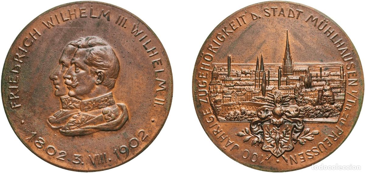 Monedas antiguas de Europa: Germany Second Empire 1902 Medal - Wilhelm II (100 Jahre Zugeh&ouml;rigkeit d. Stadt M&uuml;hlhausen i. Th. z