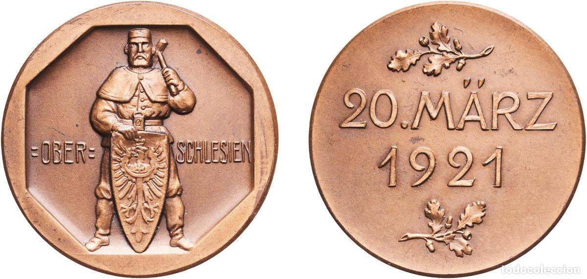 Monedas antiguas de Europa: Germany Weimar Republic 1921 Medal - Ober Schlesien Bronze 26.63g UNC