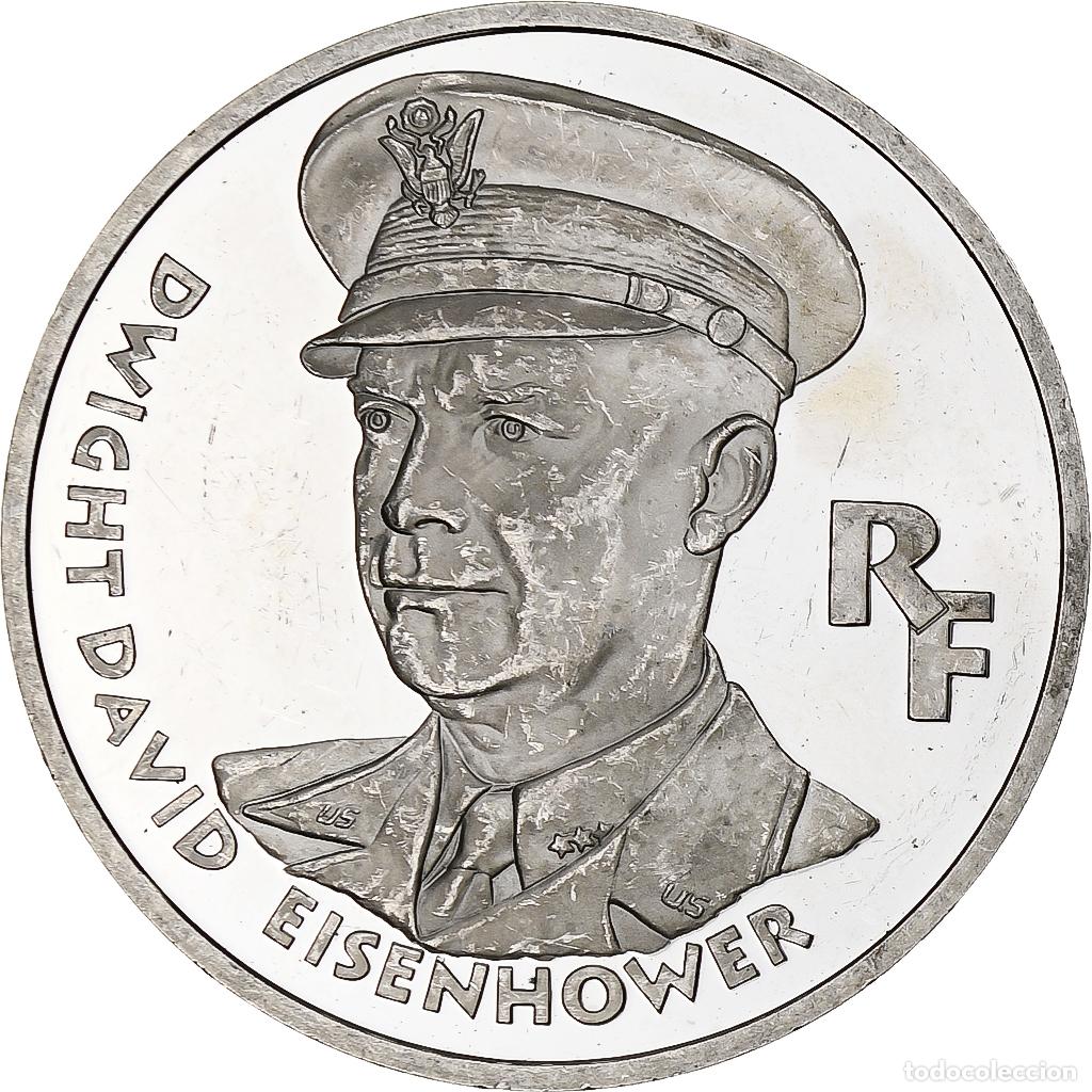 Monedas antiguas de Europa: [#349885] Francia, 100 Francs, Dwight David Eisenhower, 1994, Monnaie de Paris, BE, Plata