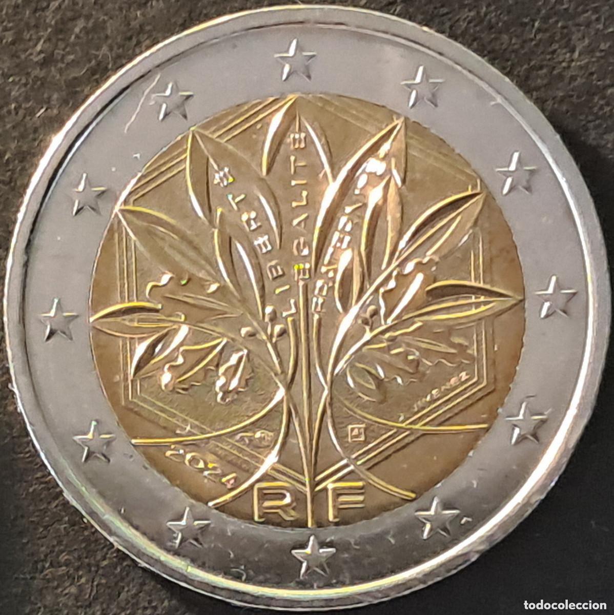 Monedas antiguas de Europa: Francia 2024 - Moneda 2 euros : Hojas de roble y rama de olivo