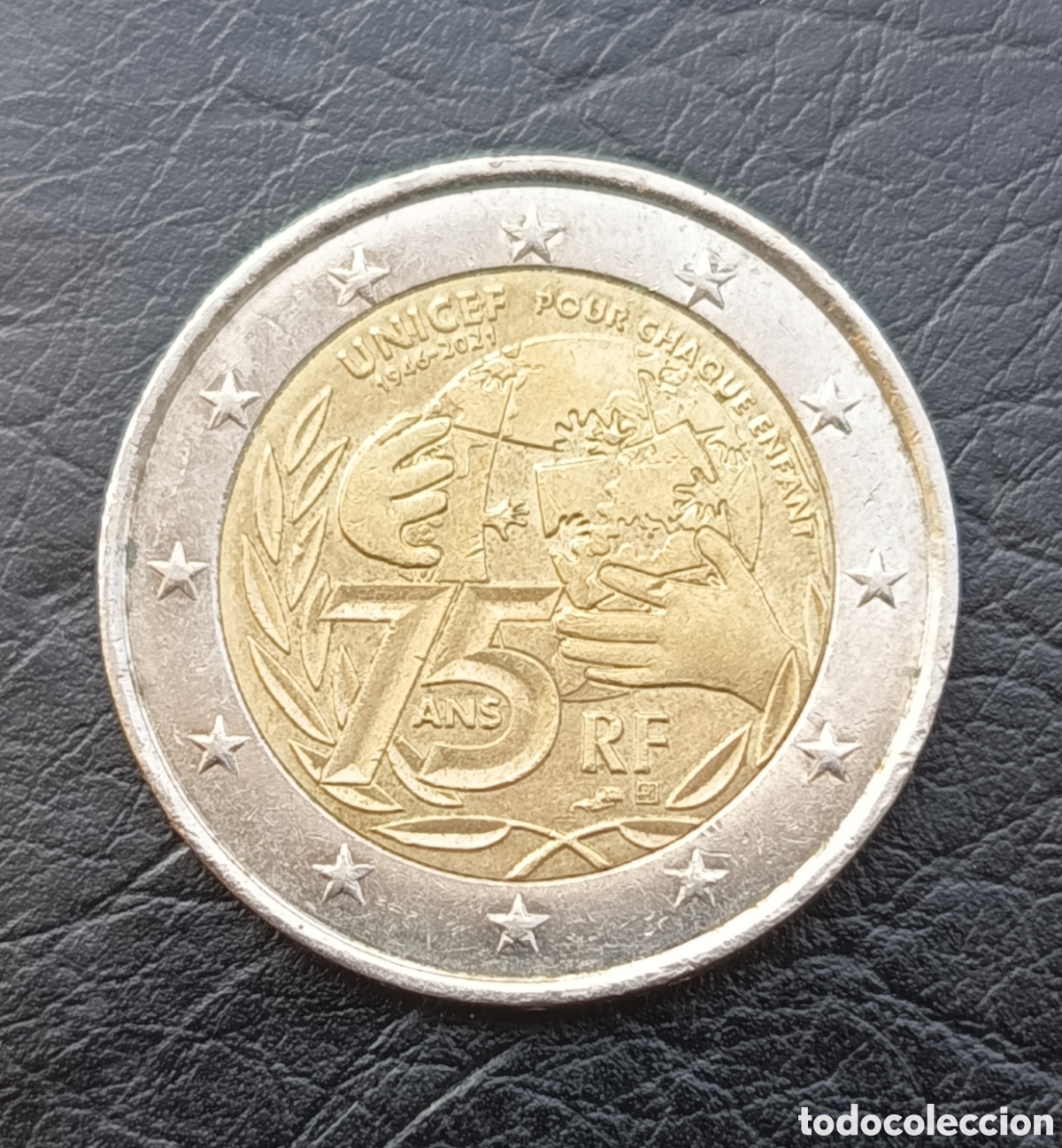 Monedas antiguas de Europa: Moneda Conmemorativa Francia 2 euros 75 Aniversario UNICEF