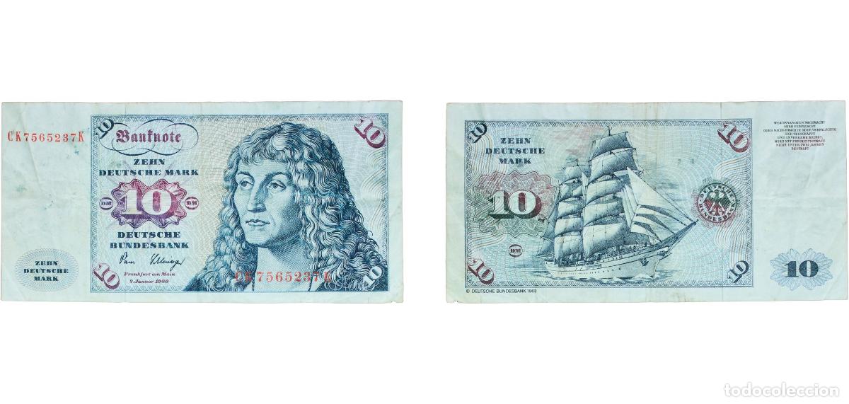 Monedas antiguas de Europa: Germany Federal Republic 1980 10 Deutsche Mark ( Deutsche Bundesbank) Paper VF P 19 P 31 Kahle GF