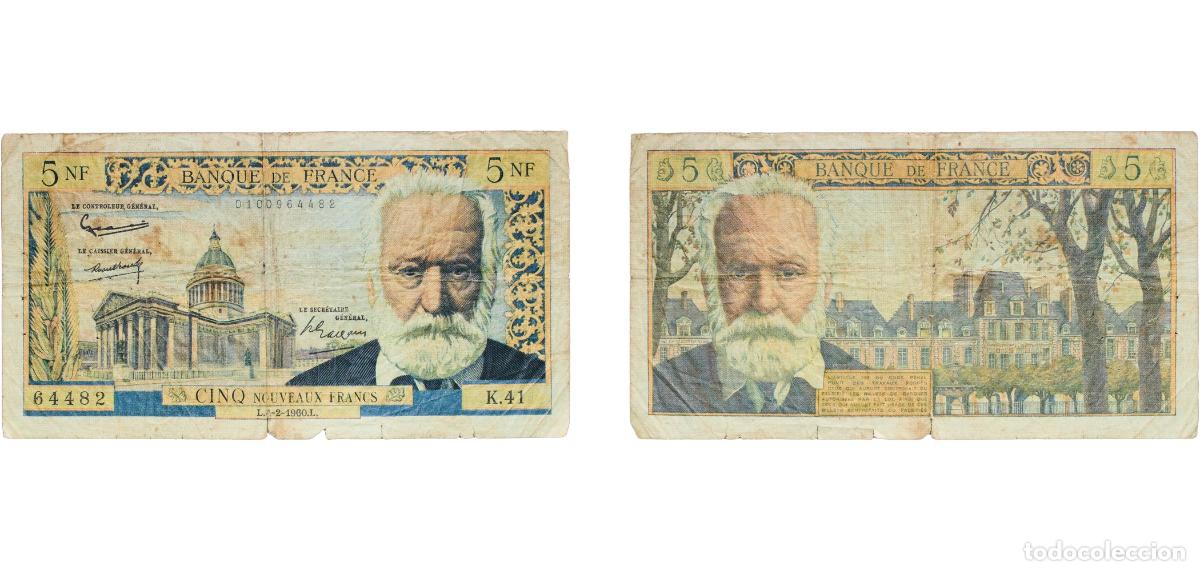 Monedas antiguas de Europa: France Fifth Republic 1960 5 Nouveaux Francs - Pasteur (type 1959, Bank of France) Paper F P 141 F