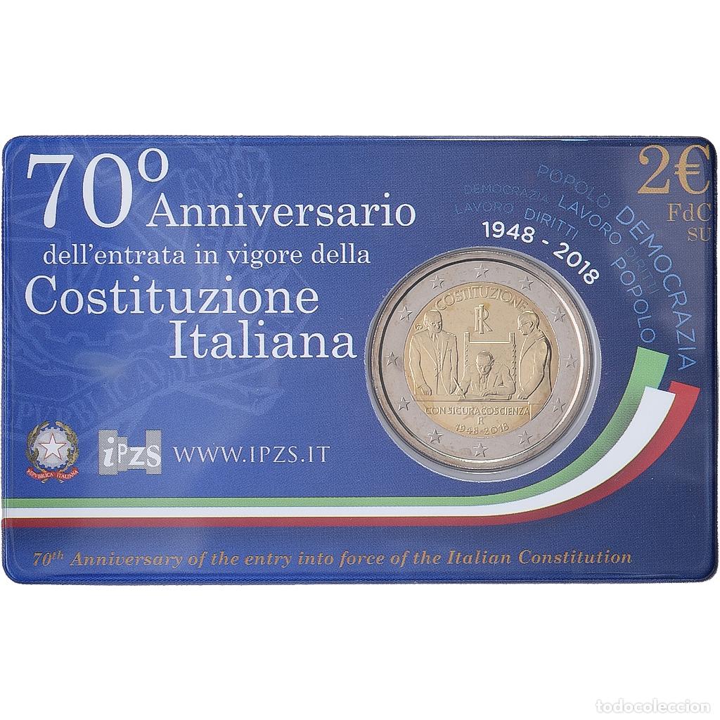 Monedas antiguas de Europa: [#1509369] Italia, 2 Euro, Italian Republic Constitution, Coin card, FDC, 2018, Rome