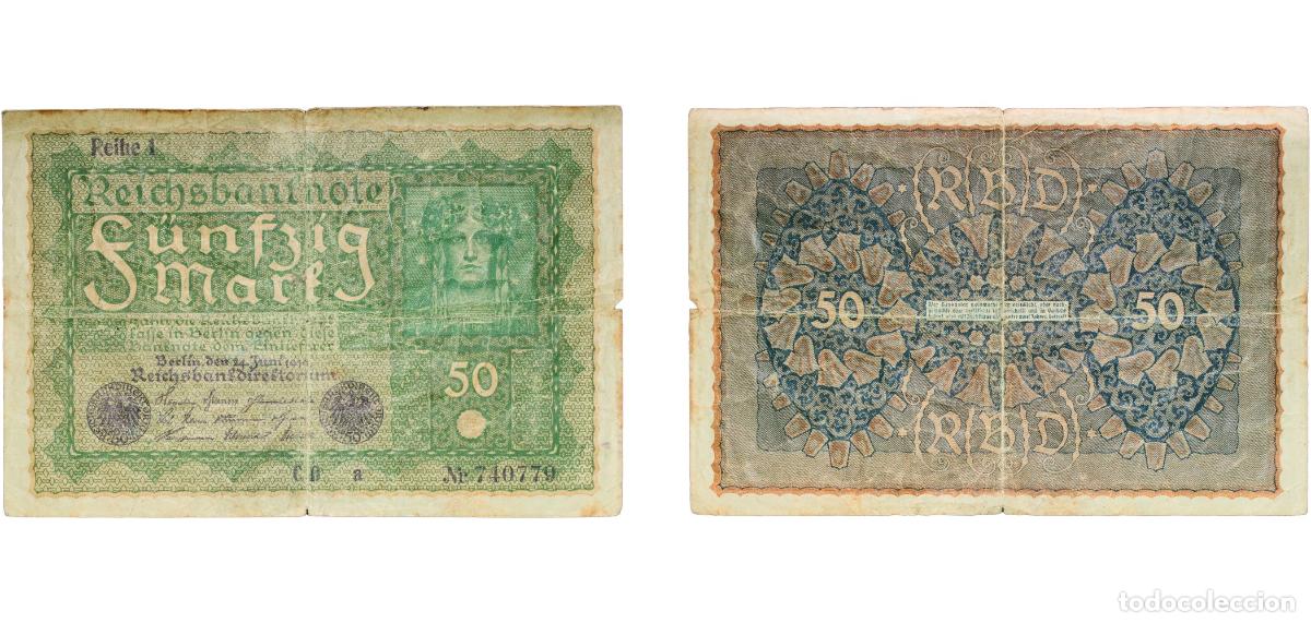 Monedas antiguas de Europa: Germany Weimar Republic 1919 50 Mark (Reichsbanknote) Paper F P 66