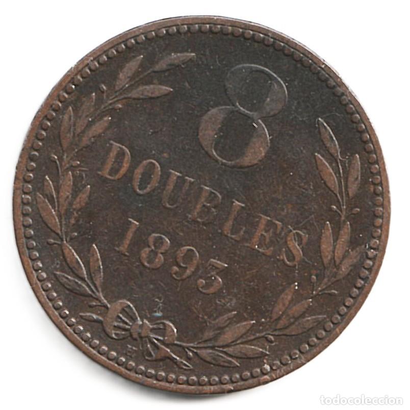 Monedas antiguas de Europa: Guernesey 8 doubles 1893 KM# 7