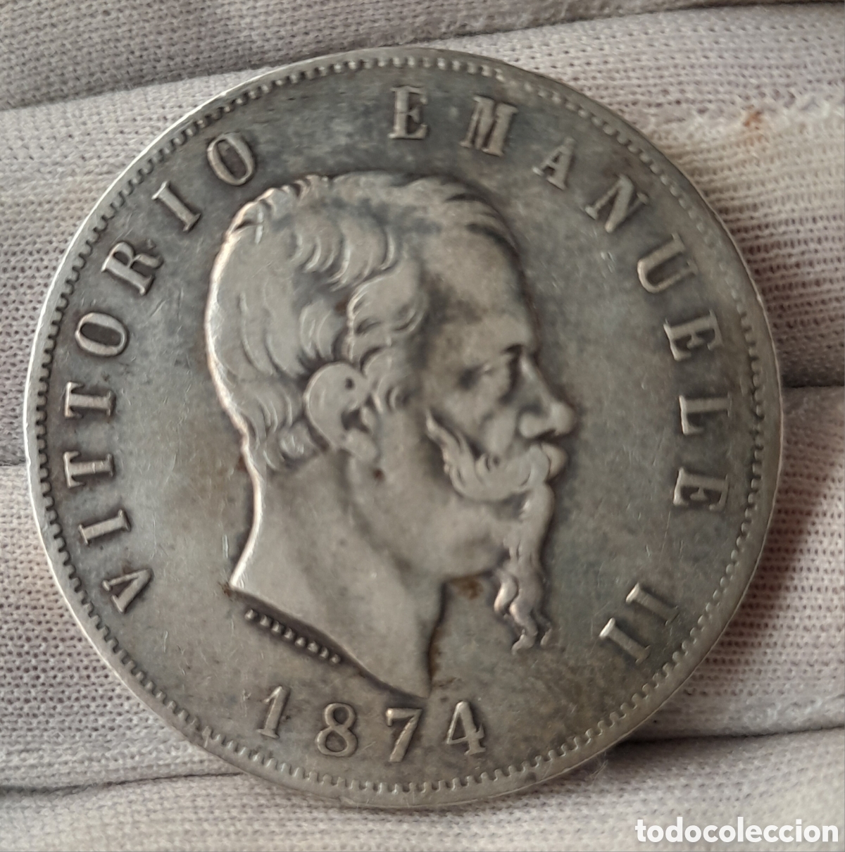 Monedas antiguas de Europa: Italia 1874, 5 liras plata, V&iacute;ctor Manuel II