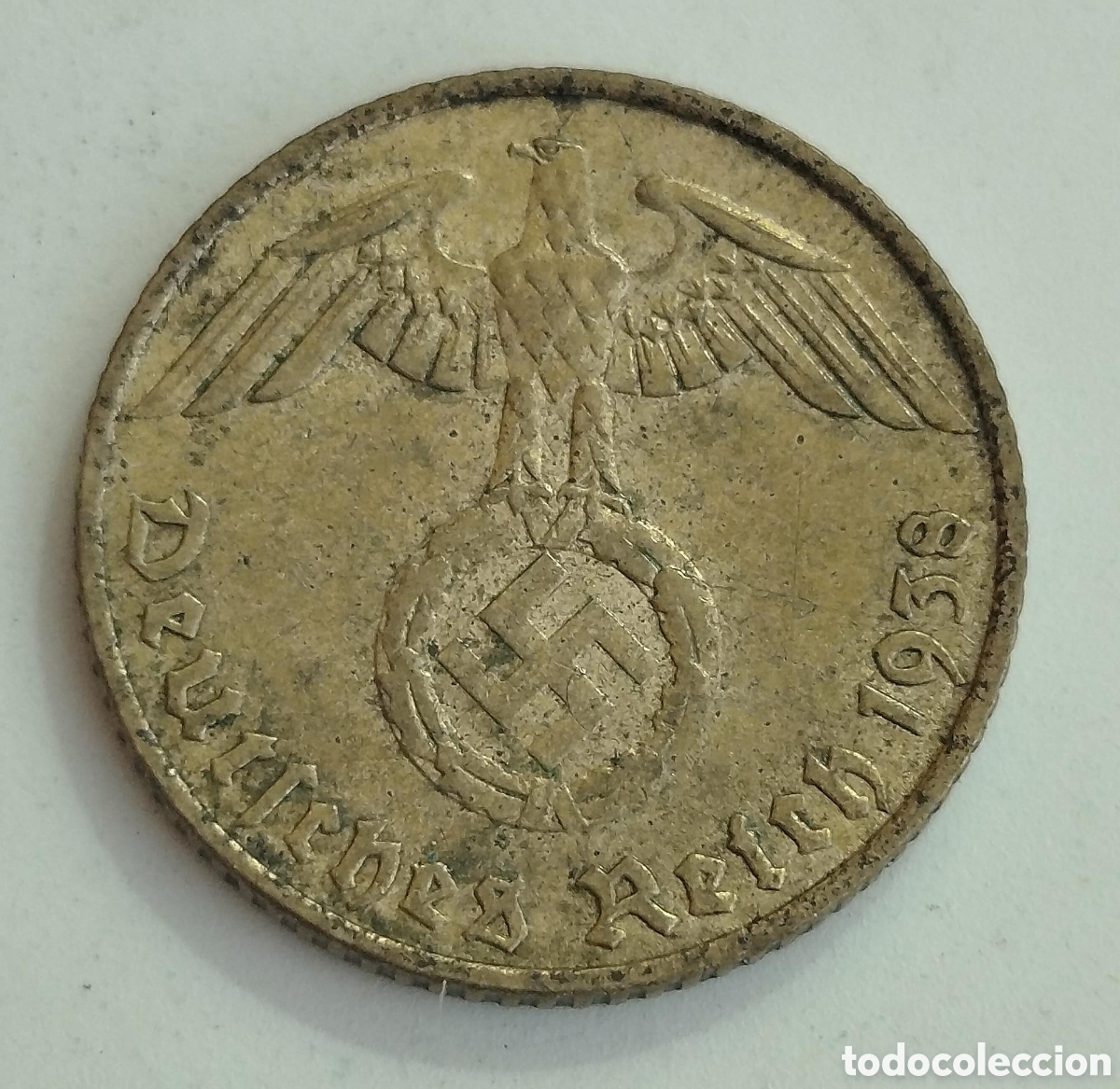 Monedas antiguas de Europa: Moneda 5 Reichspfennig Alemania Nazi 1938 Stuttgart