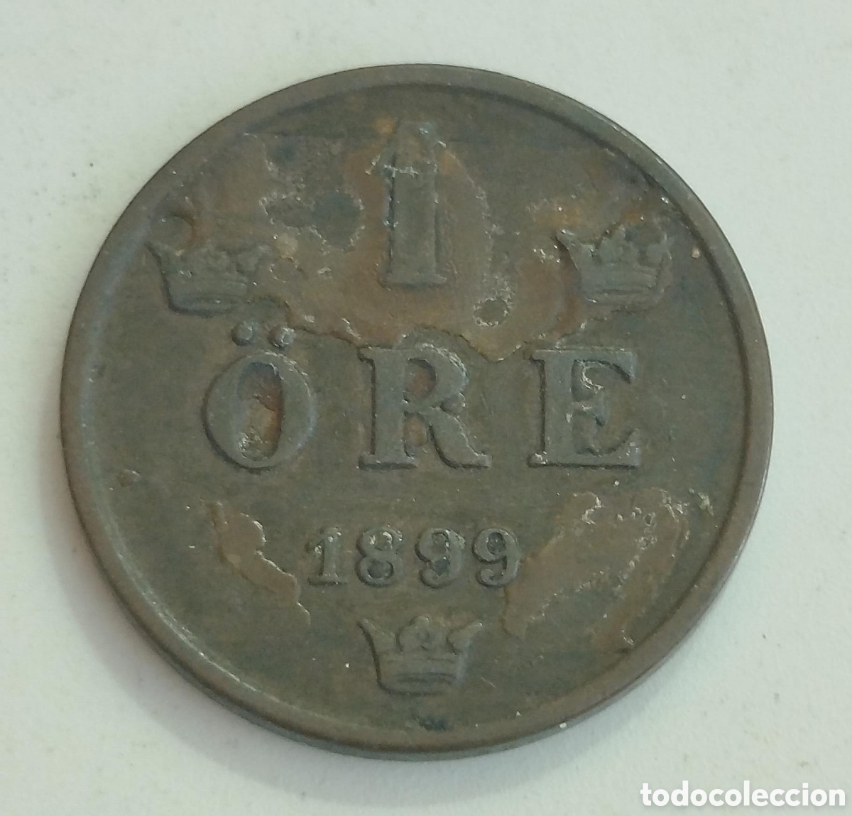 Monedas antiguas de Europa: Moneda Bronce 1 Ore Suecia 1899 - Rey Oscar II
