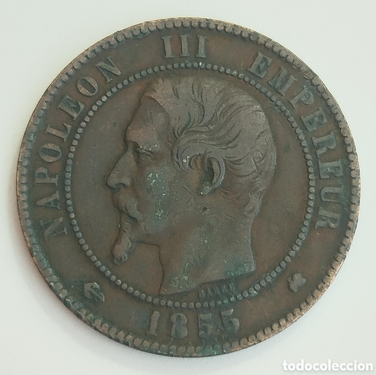 Monedas antiguas de Europa: Moneda 10 C&eacute;ntimos Francia 1855 Napole&oacute;n III Burdeos