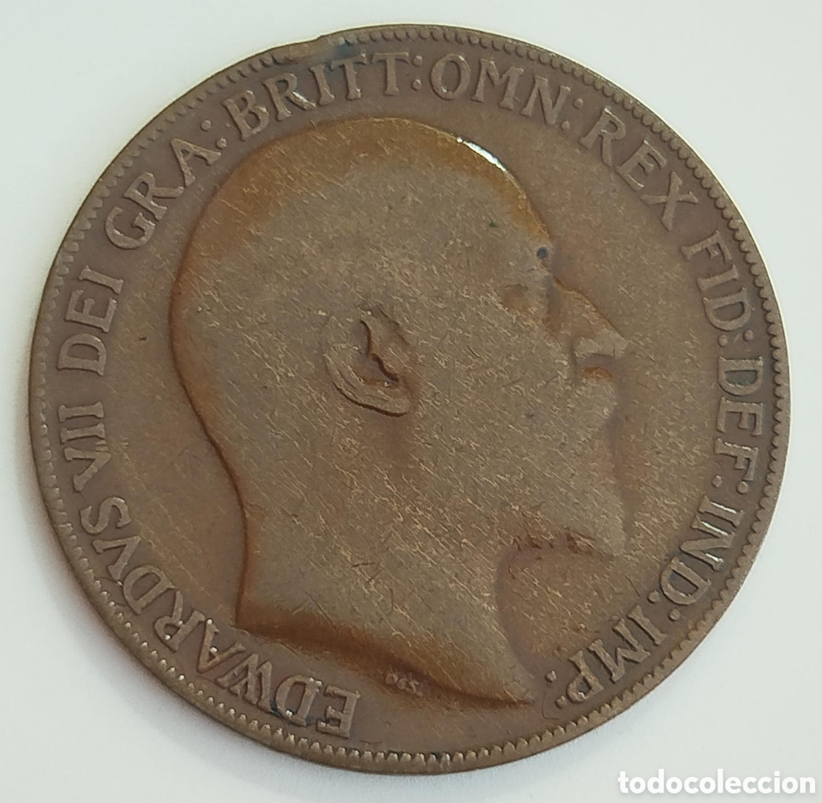 Monedas antiguas de Europa: Moneda 1 Penique Reino Unido 1903 &ndash; Rey Eduardo VII