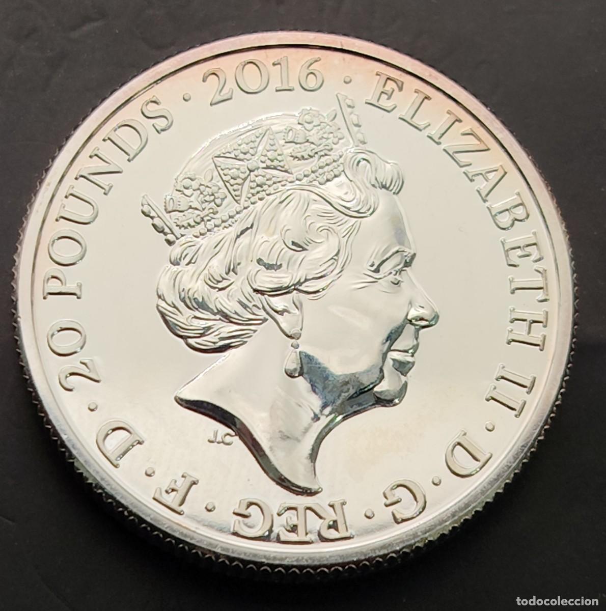 Monedas antiguas de Europa: GRAN BRETA&Ntilde;A A&Ntilde;O 2016 , 20 LIBRAS PLATA (999) &rdquo; CUMPLANES 90 &rdquo; ISABEL II