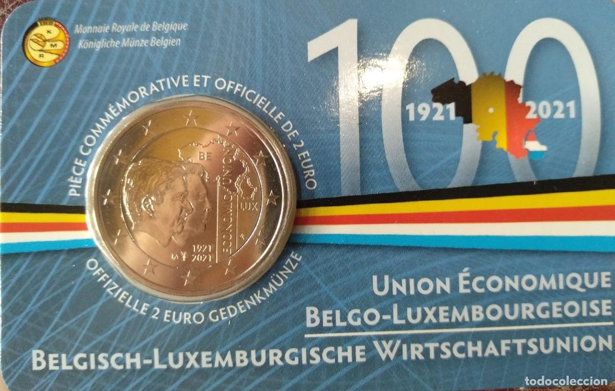 Monedas antiguas de Europa: HEUR0609 MONEDA BELGICA 2 EUROS 2021 (100 a&ntilde;os Constituci&oacute;n) COIN CARD