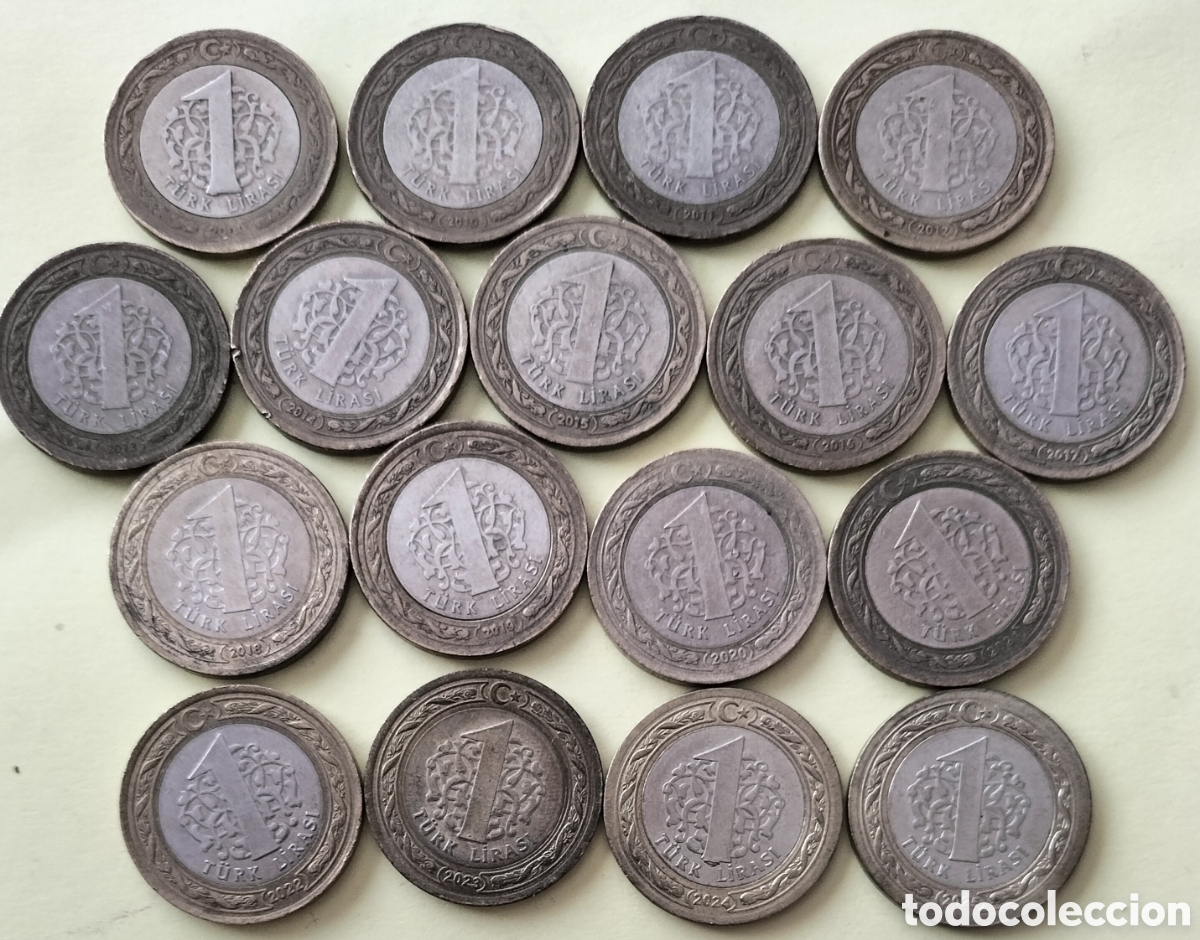 Monedas antiguas de Europa: Lote 17 Monedas Distintas 1 Lira Turqu&iacute;a.