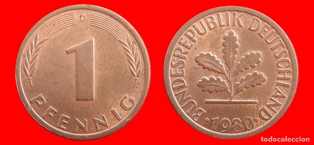 Monedas antiguas de Europa: 1 PFENNIG 1980-D BRD ALEMANIA-154323