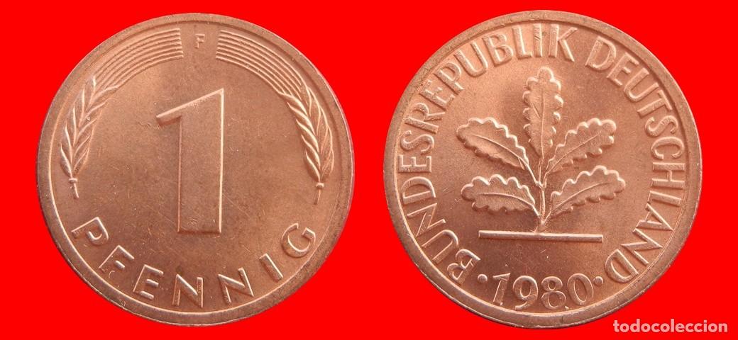 Monedas antiguas de Europa: 1 PFENNIG 1980-F BRD ALEMANIA-154324
