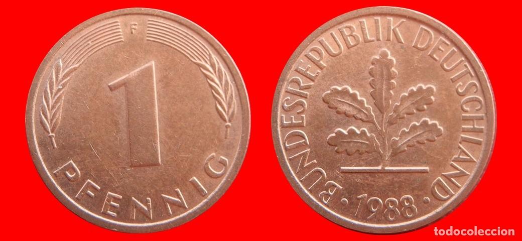 Monedas antiguas de Europa: 1 PFENNIG 1988-F BRD ALEMANIA-154356