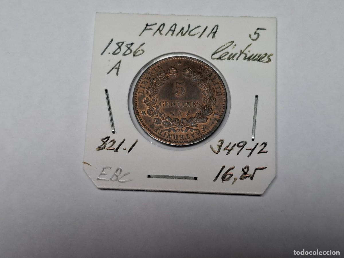 Monedas antiguas de Europa: 5 CENTIMOS de 1886 A KM 821.1 FRANCIA en EBC