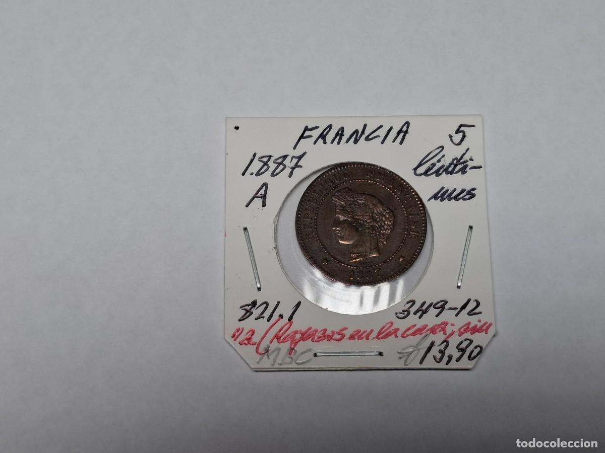 Monedas antiguas de Europa: 5 CENTIMOS de 1887 A KM 821.1 FRANCIA en MBC