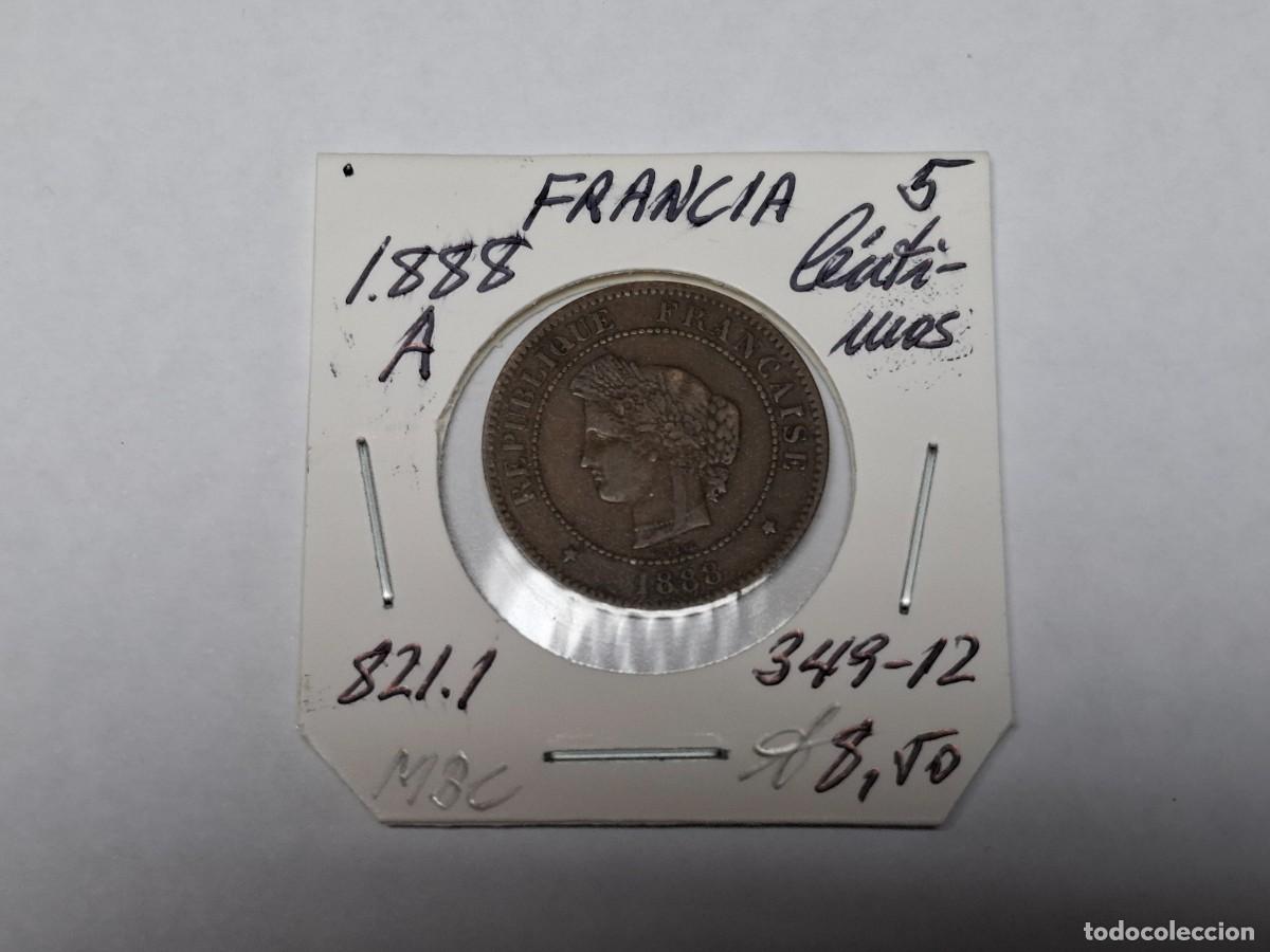 Monedas antiguas de Europa: 5 CENTIMOS de 1888 A KM 821.1 FRANCIA en MBC