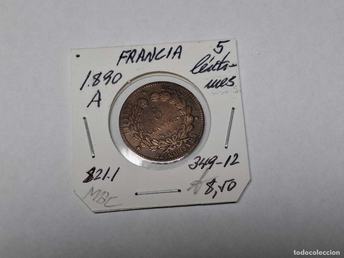 Monedas antiguas de Europa: 5 CENTIMOS de 1890 A KM 821.1 FRANCIA en MBC