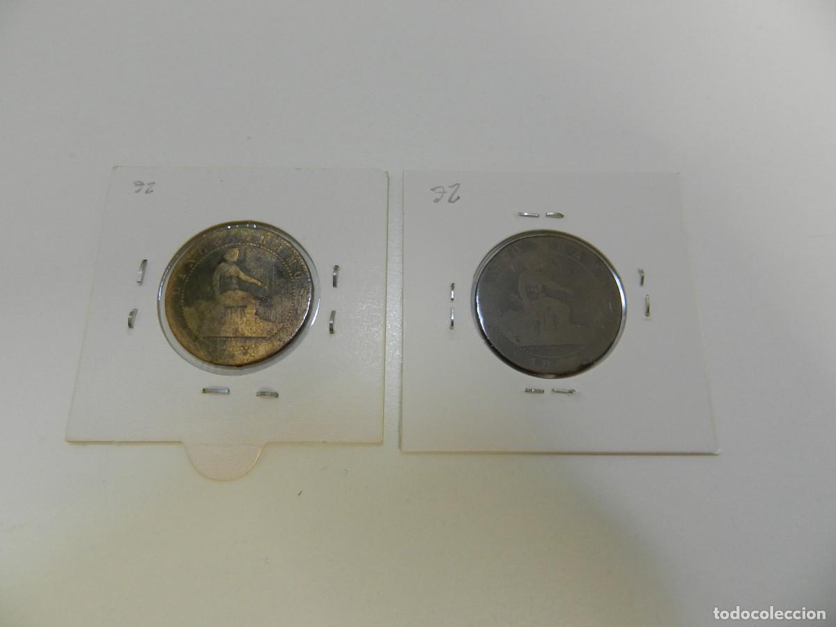 Monedas antiguas de Europa: 2 monedas 5 c&eacute;ntimos Espa&ntilde;a 1870 - Foto 2