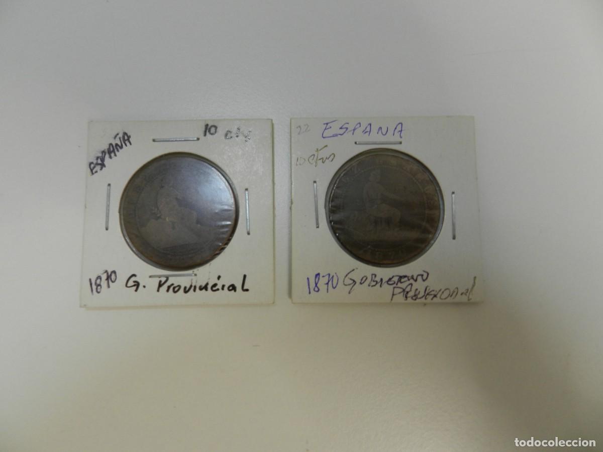 Monedas antiguas de Europa: 2 monedas 10 c&eacute;ntimos Espa&ntilde;a 1870