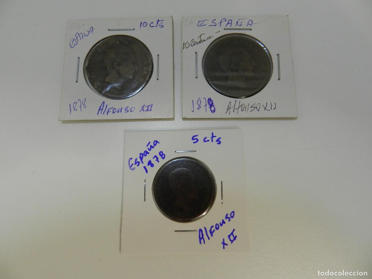 Monedas antiguas de Europa: Lote de 3 monedas de Espa&ntilde;a de 1878