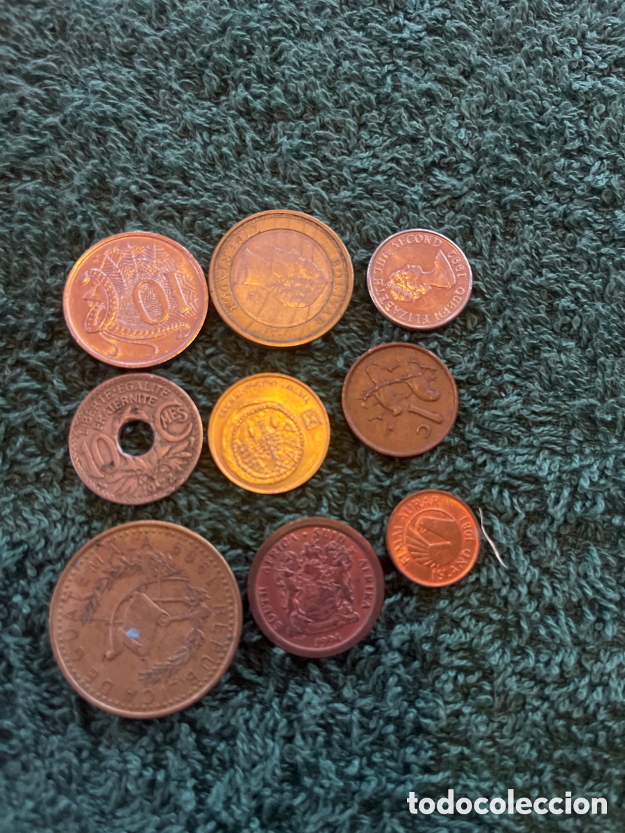 Monedas antiguas de Europa: Lote 9 monedas internacionales antiguas - Guatemala, Australia, Venezuela, Israel, Islandia&hellip;