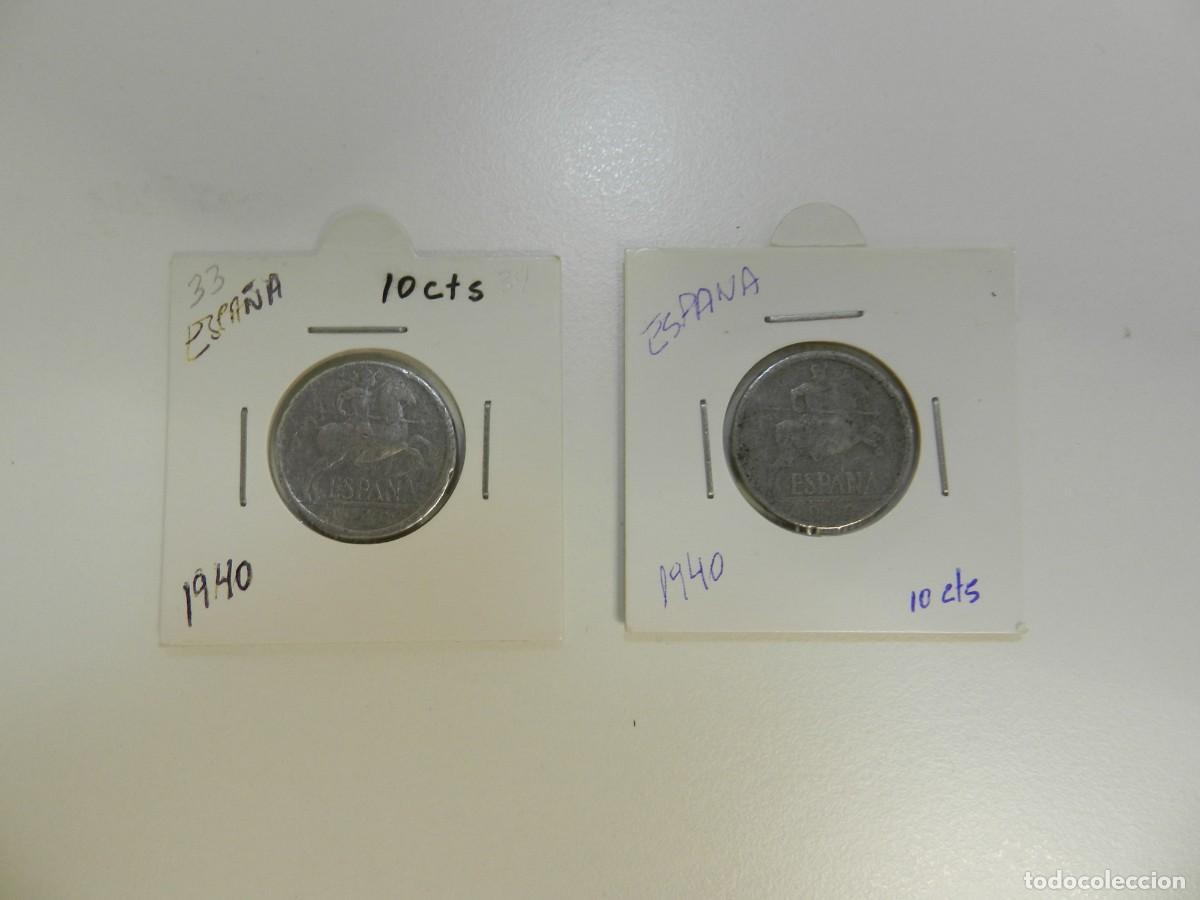 Monedas antiguas de Europa: Lote 2 monedas 10 c&eacute;ntimos Espa&ntilde;a 1940