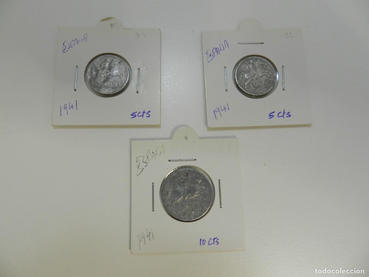 Monedas antiguas de Europa: Lote de 3 monedas de Espa&ntilde;a 1941