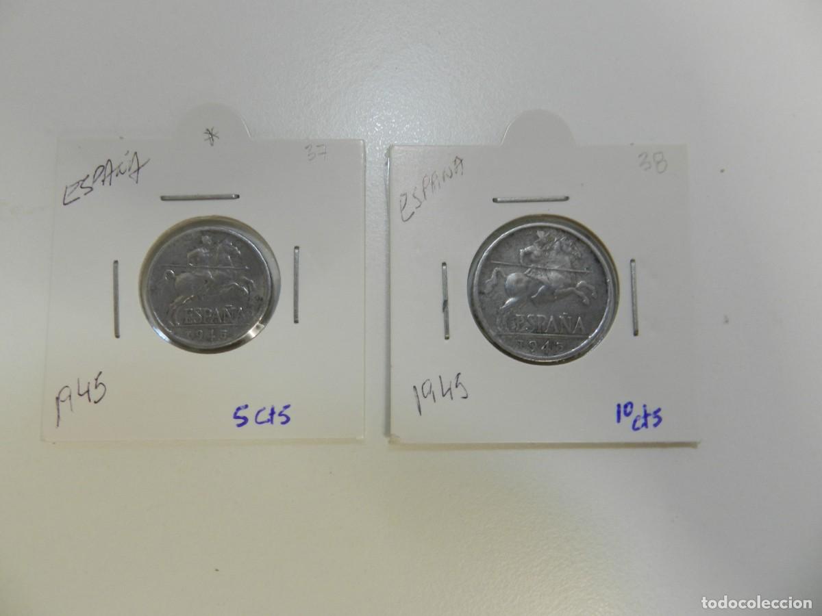Monedas antiguas de Europa: Lote de 2 monedas de Espa&ntilde;a de 1945