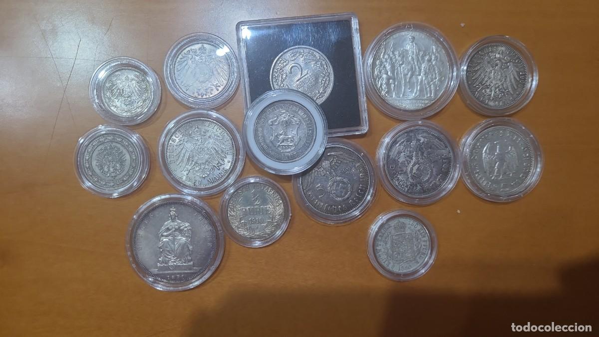 Monedas antiguas de Europa: Lote de 13 monedas de plata m&aacute;s una 1887 del Imperio Alem&aacute;n.