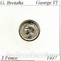 Monedas antiguas de Europa: G. BRETA&Ntilde;A 1937, 3 PENCE, GEORGE VI, AG, 1,41 GR, 500-1000 SC, 2 FOTOS
