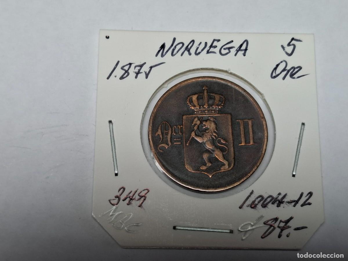 Monedas antiguas de Europa: 5 ORE de 1875 KM 349 NORUEGA, en MBC