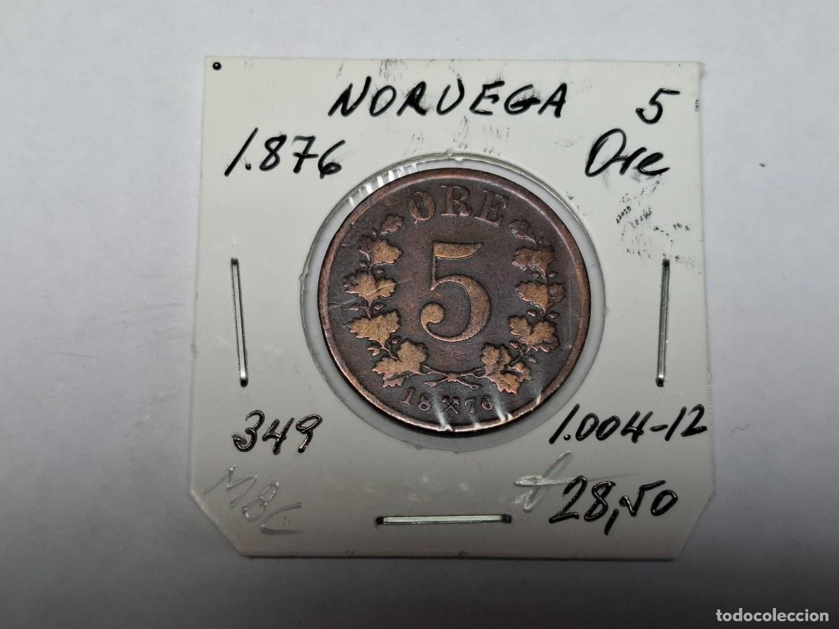 Monedas antiguas de Europa: 5 ORE de 1876 KM 349 NORUEGA, en MBC