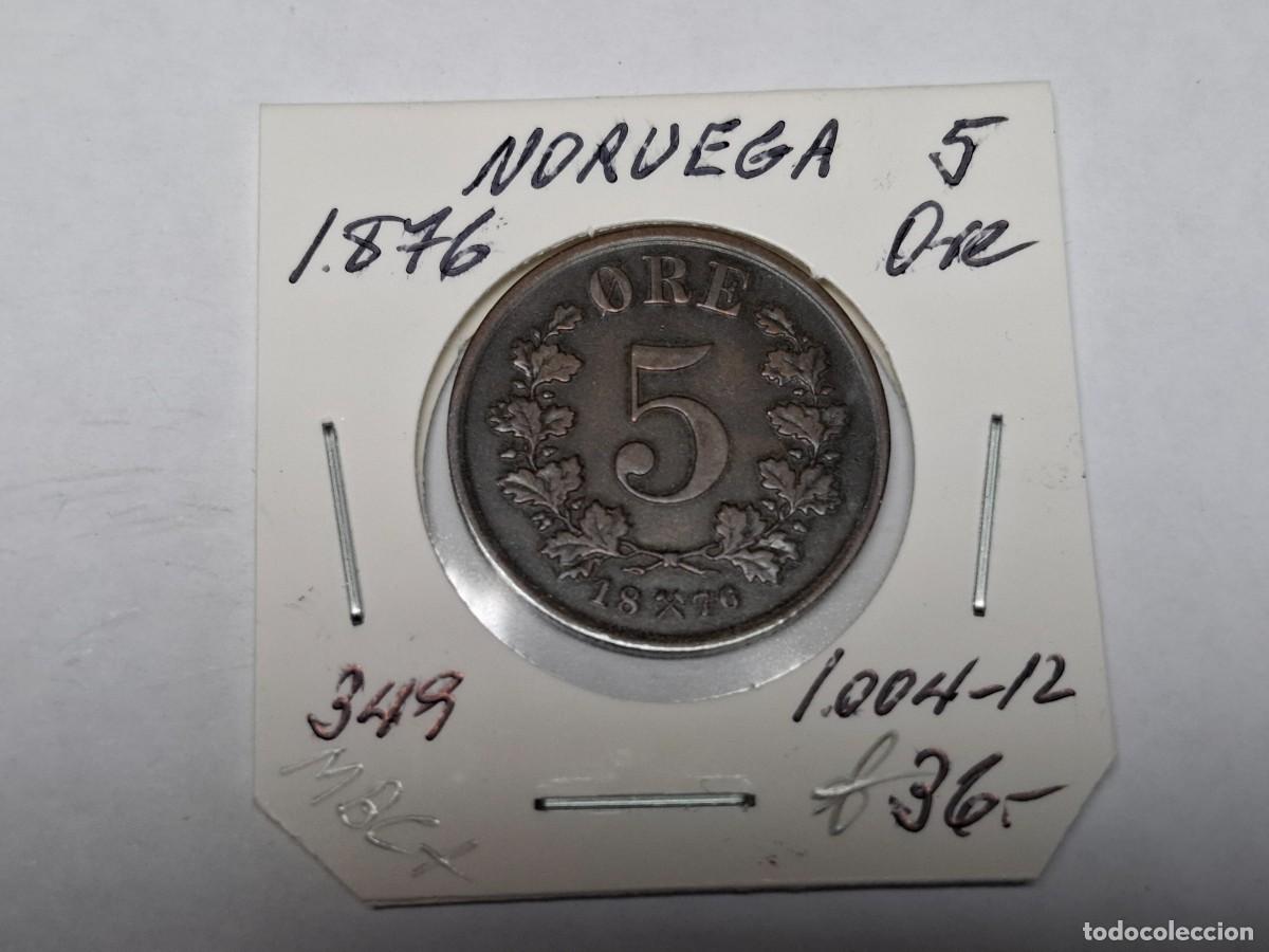 Monedas antiguas de Europa: 5 ORE de 1876 KM 349 NORUEGA, en MBC+