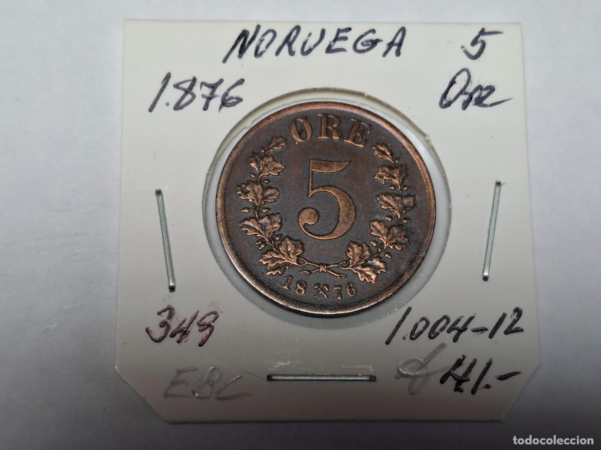 Monedas antiguas de Europa: 5 ORE de 1876 KM 349 NORUEGA, en EBC